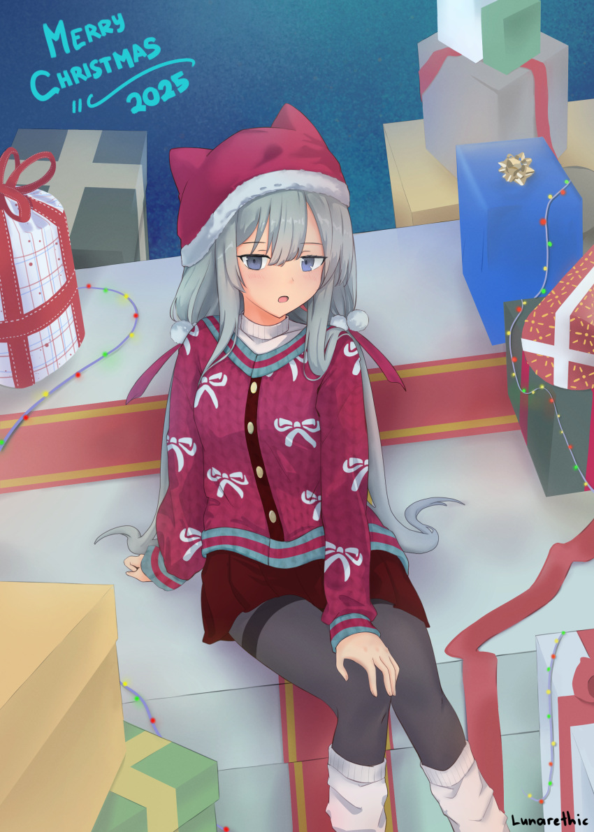 1girl, 2025, :o, absurdres, alternate_costume, animal_ear_headwear, arm_behind_back, artist_name