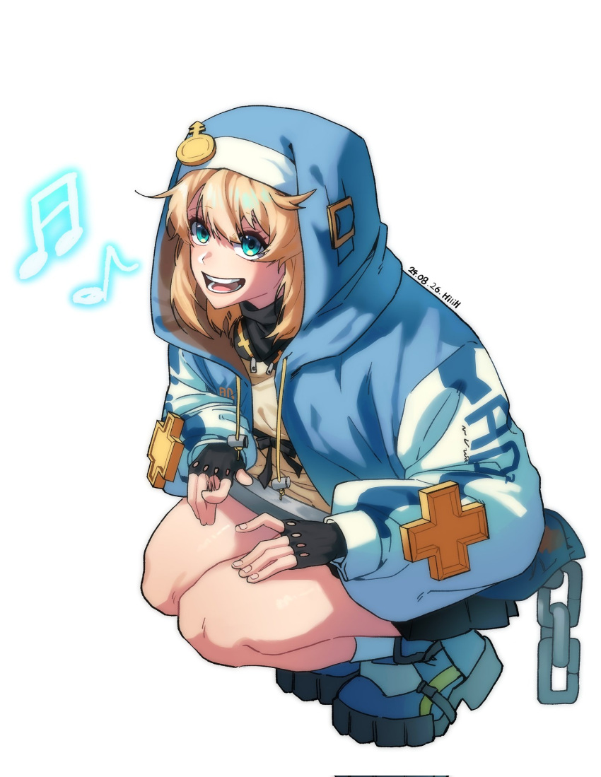 1girl, androgyne_symbol, artist_name, black_bow, black_gloves, blonde_hair, blue_eyes, blue_hoodie