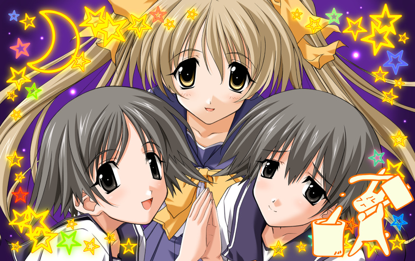 blonde_hair, blush, bow, closed_mouth, grey_hair, highres, ibuki_minamo, long_hair