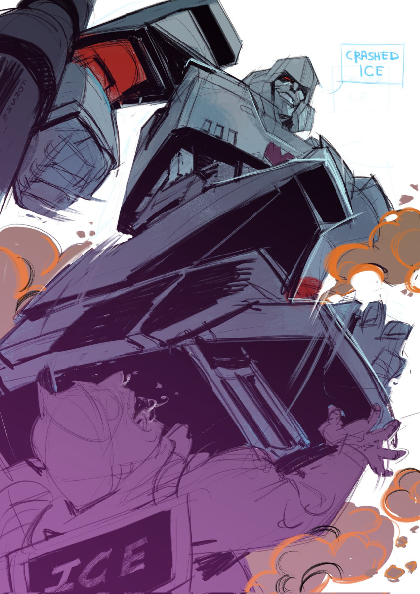 2boys, arm_cannon, commentary, death, decepticon, dust_cloud, english_commentary, english_text