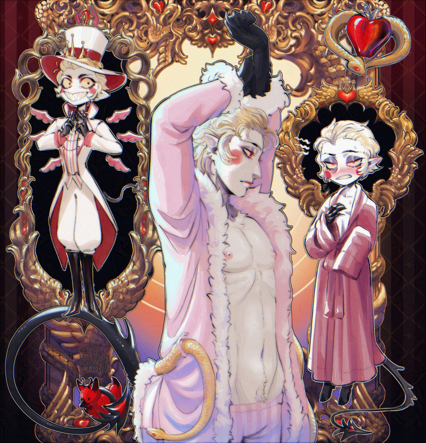 1boy, absurdres, blackberreh-art, blonde_hair, blush, boots, circle_facial_mark, colored_sclera