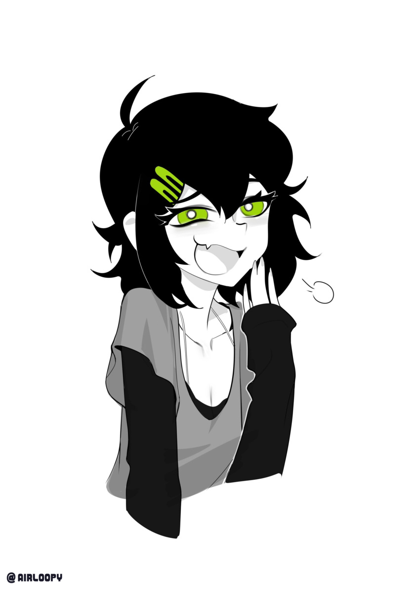 1girl, :d, \||/, absurdres, aged_down, ahoge, aierlaobo, arm_at_side
