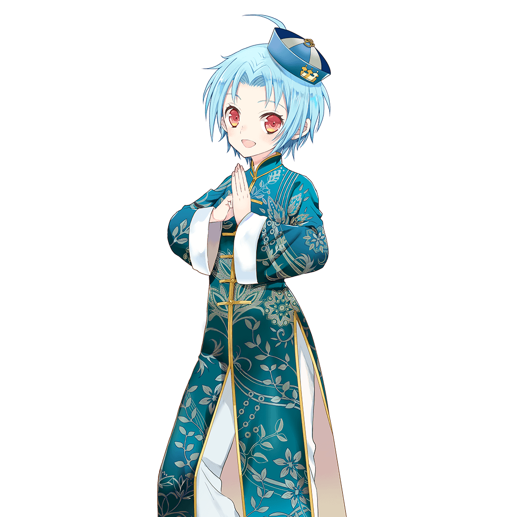1girl, aqua_dress, blue_hair, china_dress, chinese_clothes, dress, hat, merueto