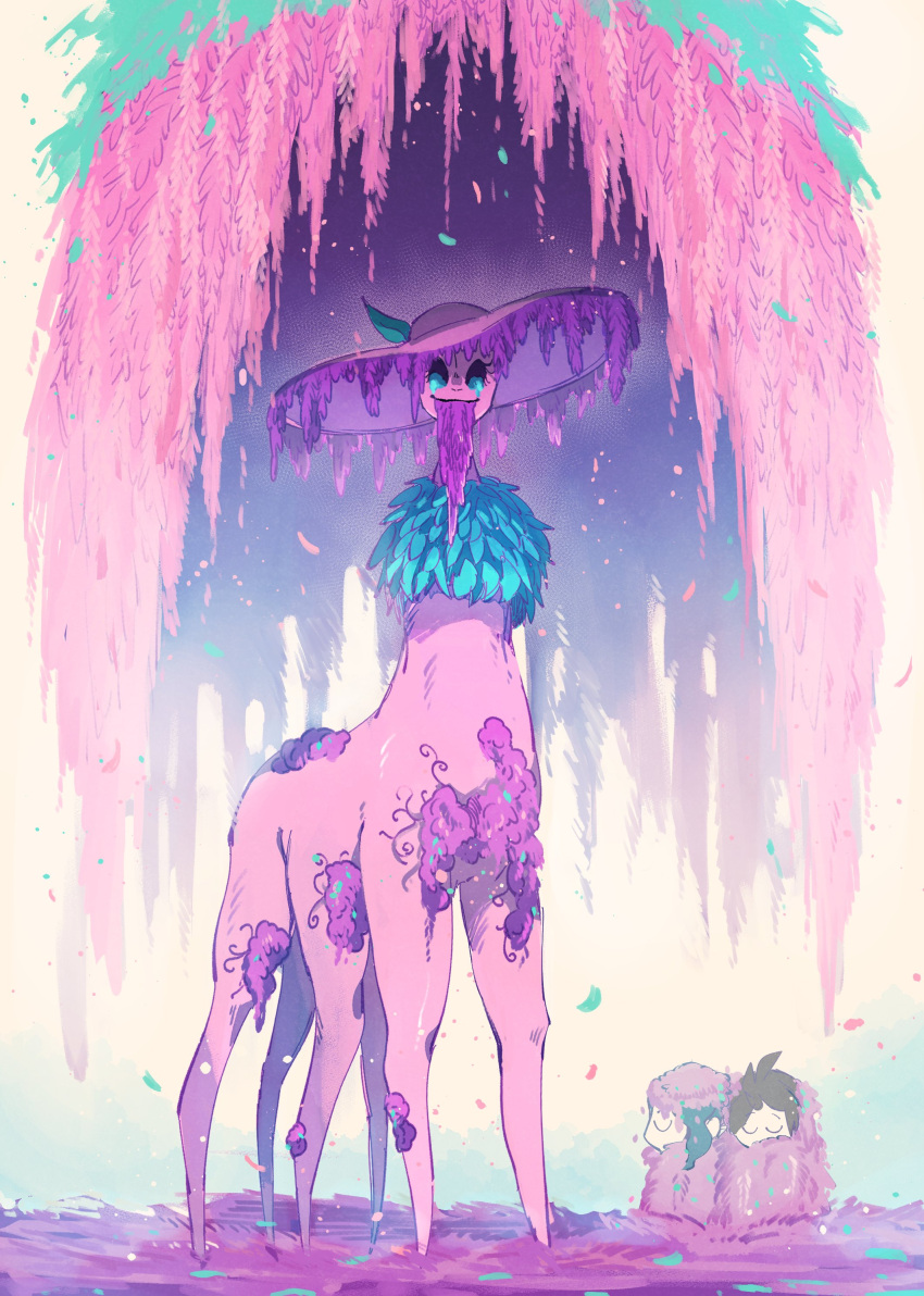 2others, absurdres, alriune, black_eyes, closed_eyes, colored_skin, employee_(project_moon), eyelashes