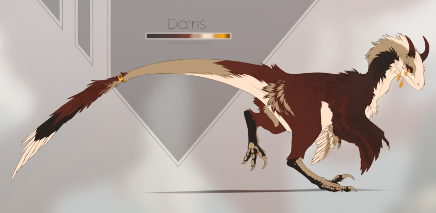 animal_focus, artist_name, claws, dinosaur, fangs, fantasy, feathered_arms, feathered_dinosaur