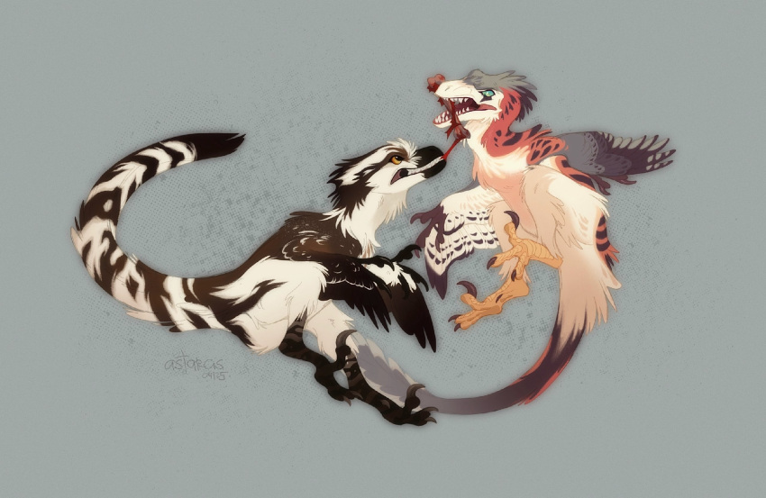 animal_focus, artist_name, astarcis, bone, claws, dinosaur, dynamic_pose, fangs