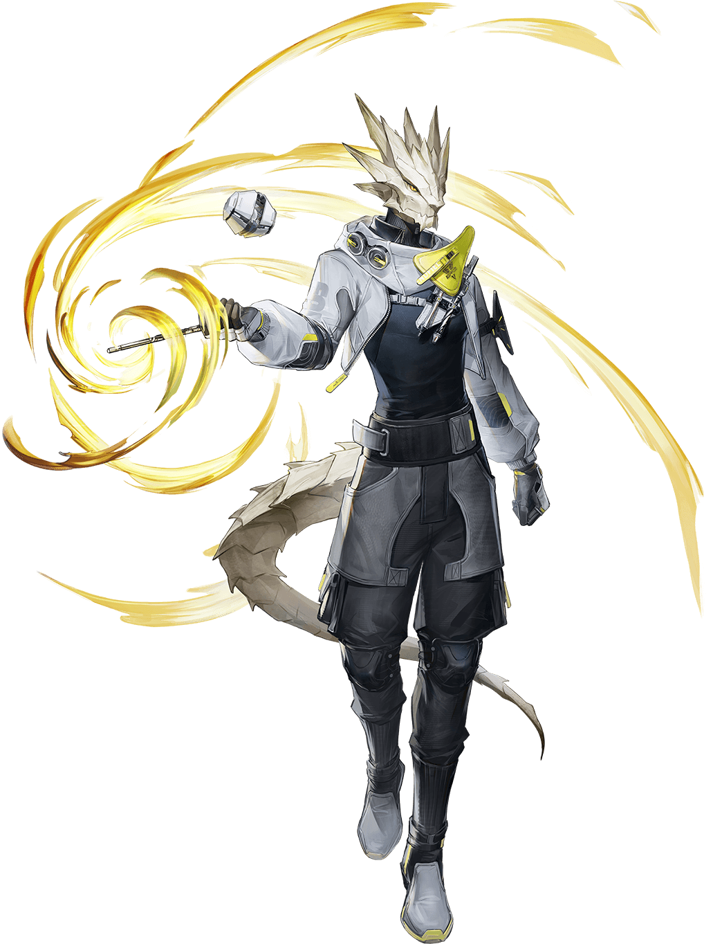 1boy, antal_(arknights), arknights, arknights:_endfield, arm_at_side, black_boots, black_gloves, black_pants