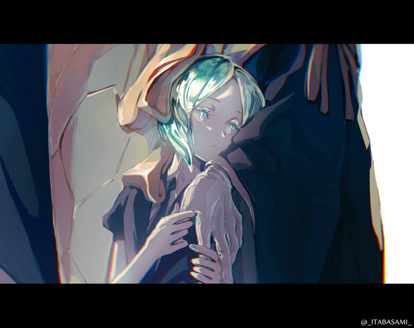 2others, absurdres, black_necktie, commentary_request, crystal_eye, crystal_hair, gem_uniform_(houseki_no_kuni), gloves
