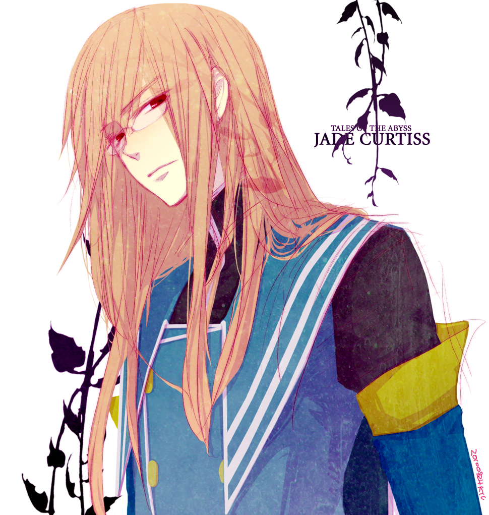 brown_hair, character_name, glasses, jade_curtiss, long_hair, male, red_eyes, solo, sui_(suixi), tales_of_(series), tales_of_the_abyss, title_drop