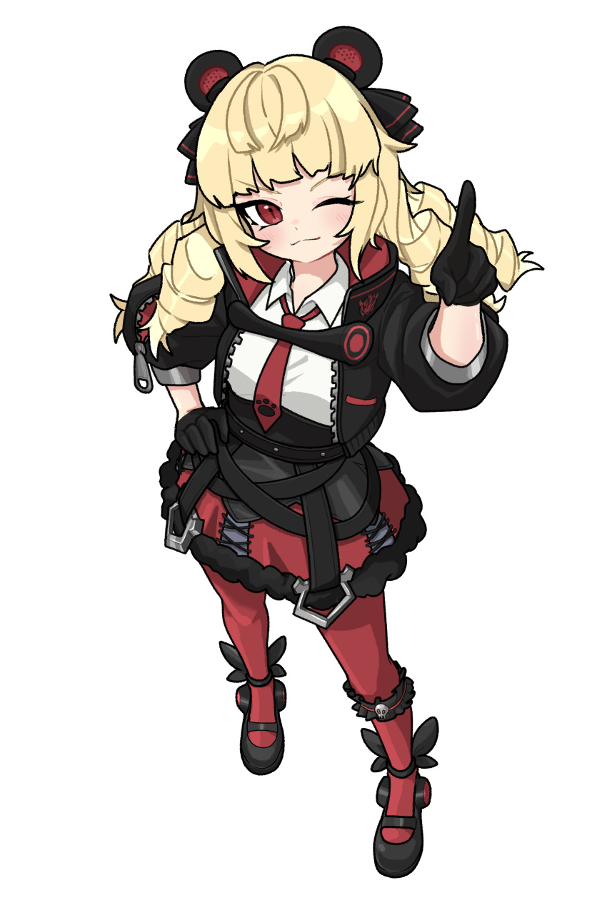 1girl, absurdres, animal_ears, bear_ears, black_gloves, blonde_hair, blonde_ojousama_(sagix), blush