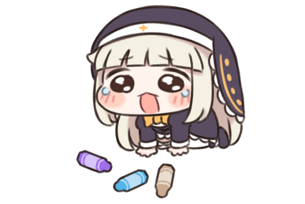 1girl, all_fours, commentary_request, crayon, crying, crying_with_eyes_open, long_hair, meme