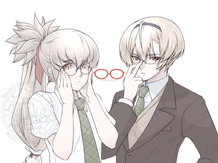 2boys, alternate_costume, black_hairband, blonde_hair, commentary, contemporary, fire_emblem, fire_emblem_fates