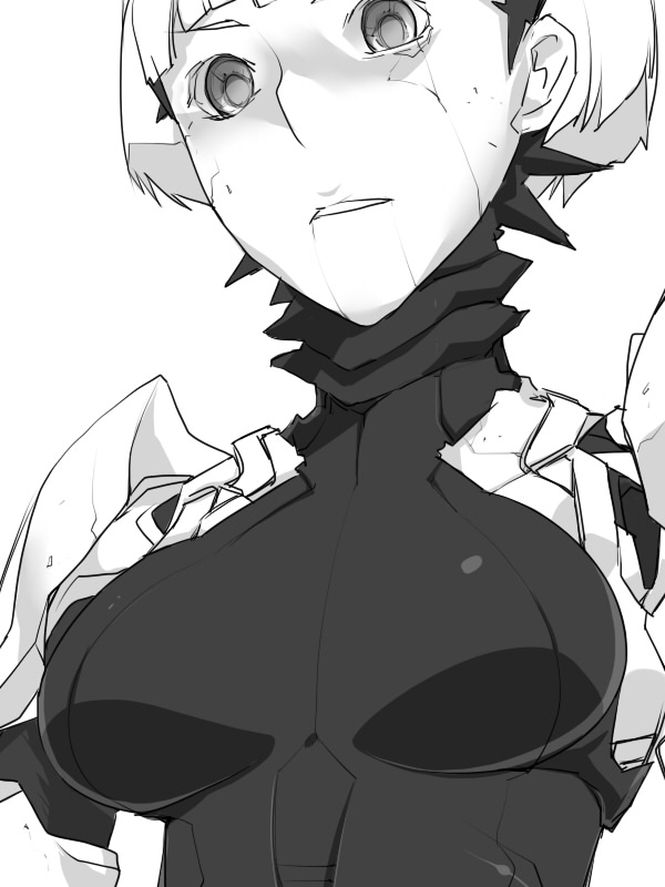 character_request, monochrome, science_fiction, sidonia_no_kishi, simple_background, solo, virtues