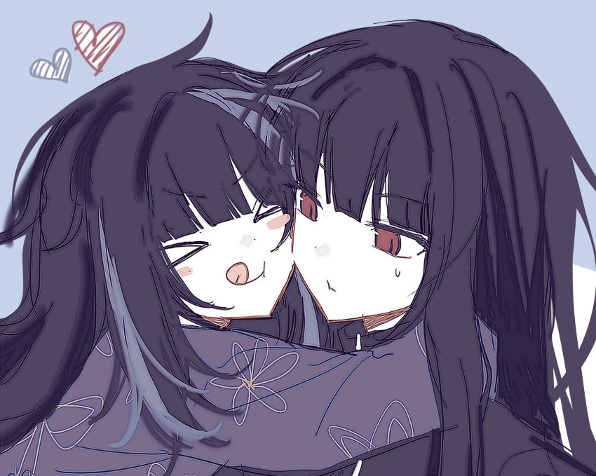 >_<, aged_down, araya_(project_moon), black_hair, black_jacket, black_kimono, blush, commentary