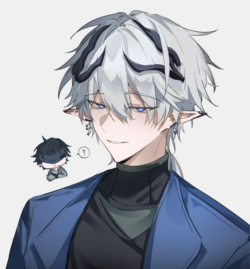 2boys, ?, ardashir_(arknights), arknights, arknights:_endfield, black_hair, black_horns, black_mask
