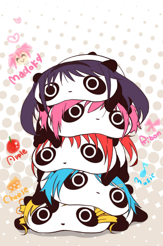 akemi_homura, black_hair, blonde_hair, blue_hair, crossover, drill_hair, engrish, hair_ornament