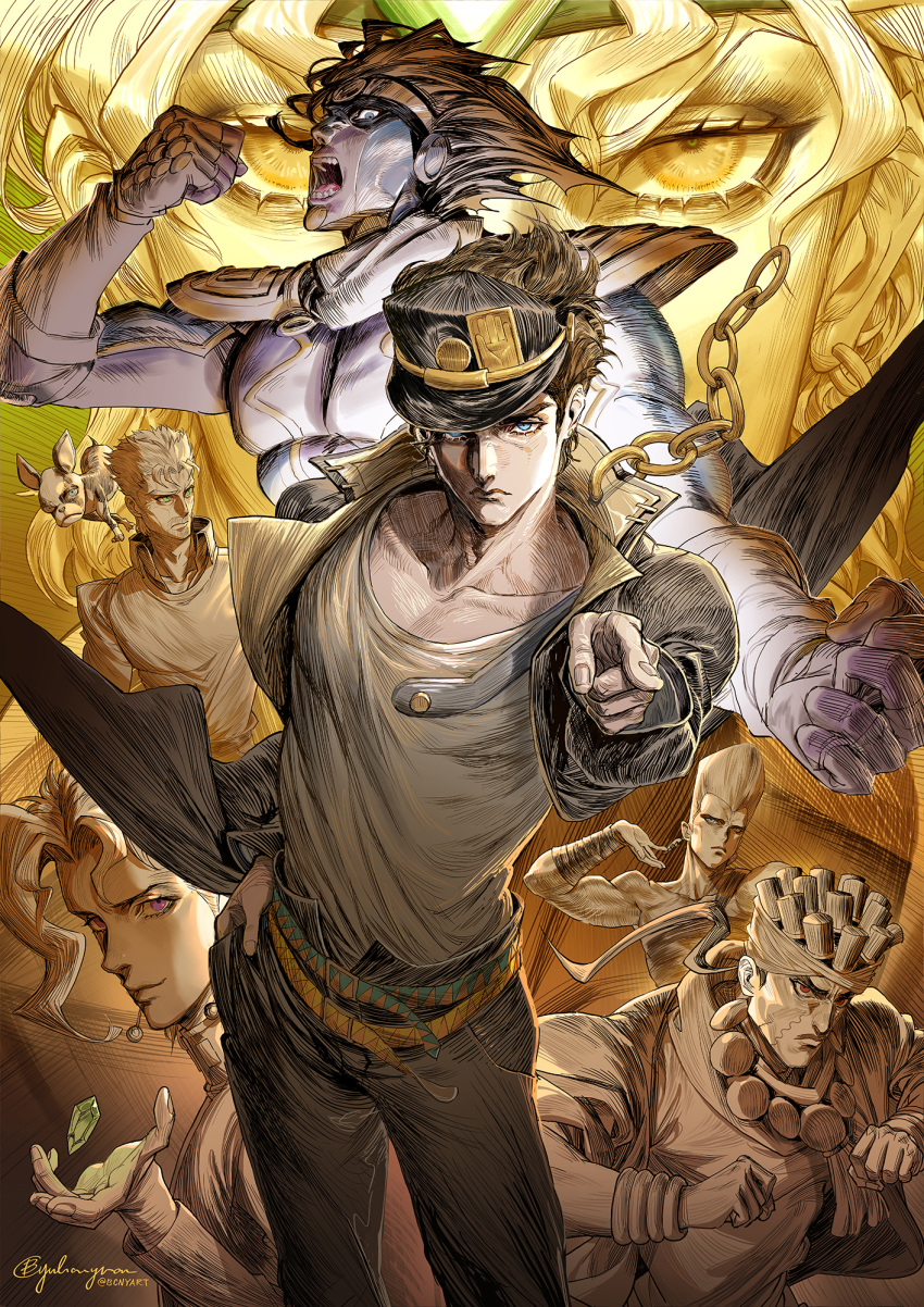 6+boys, b.c.n.y., boston_terrier, chain, cherry_earrings, commentary, dio_brando, dog