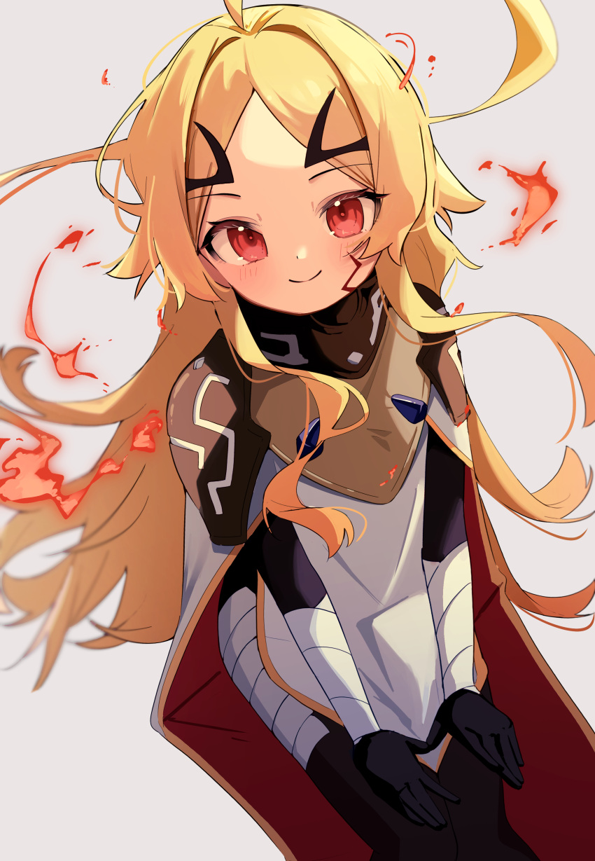 1girl, absurdres, ahoge, aoi_(swoi_ekk), armor, black_gloves, blonde_hair, blush