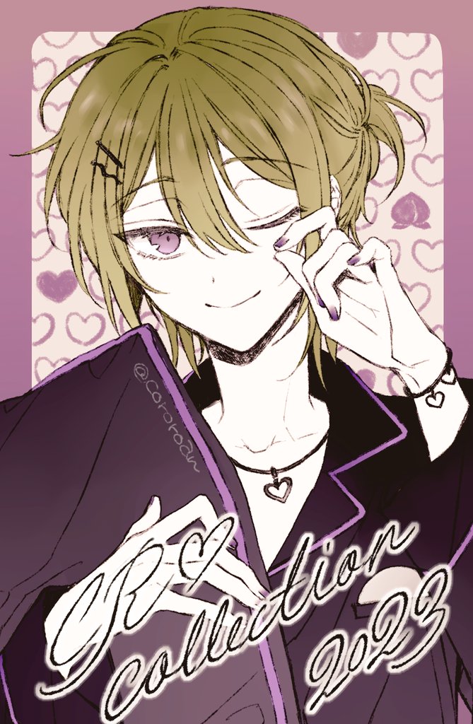 1boy, bracelet, collarbone, collared_shirt, cororoan, dated, dear_vocalist, double-parted_bangs