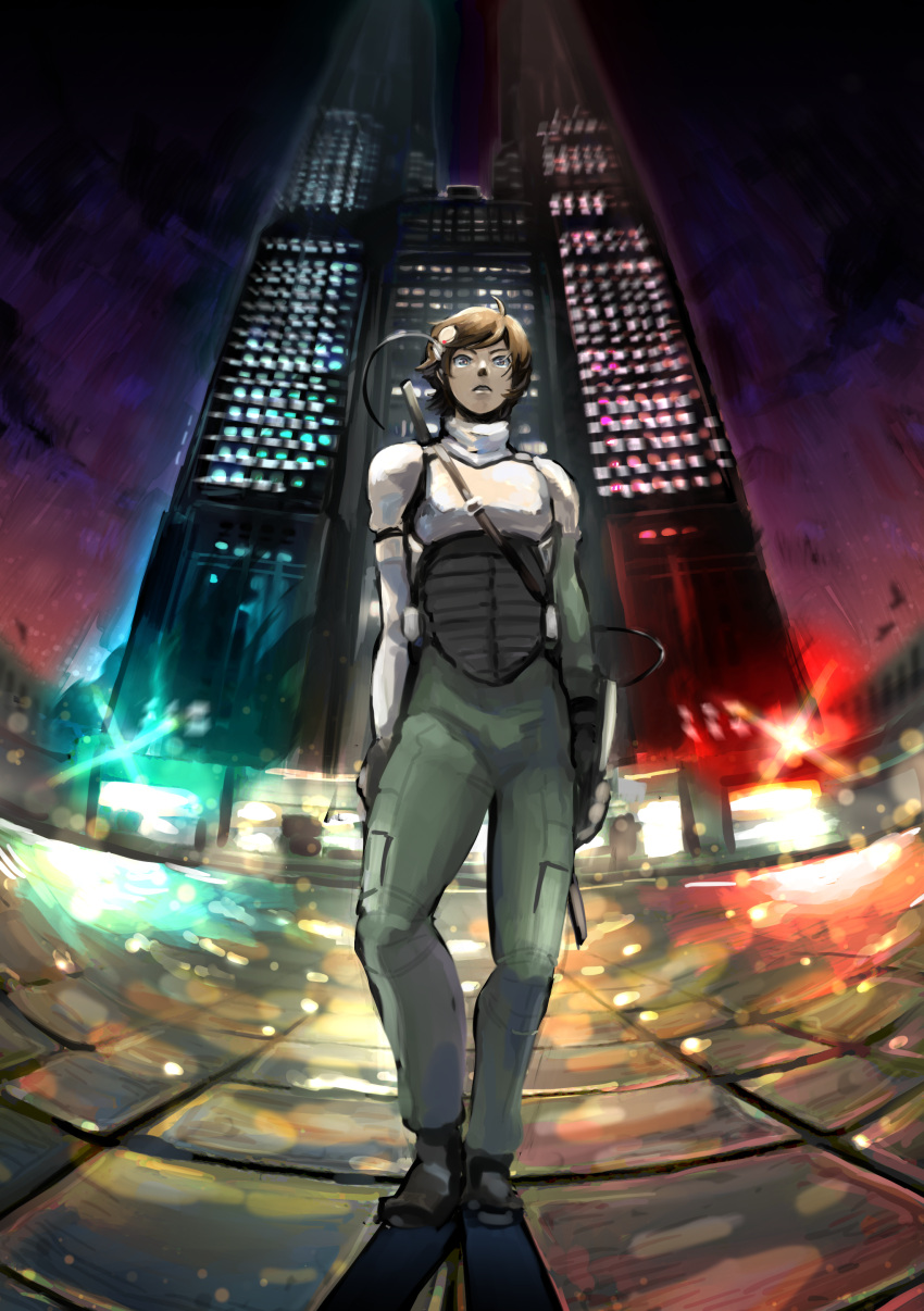 1boy, absurdres, armor, arms_at_sides, bandana, black_shoes, body_armor, bodysuit