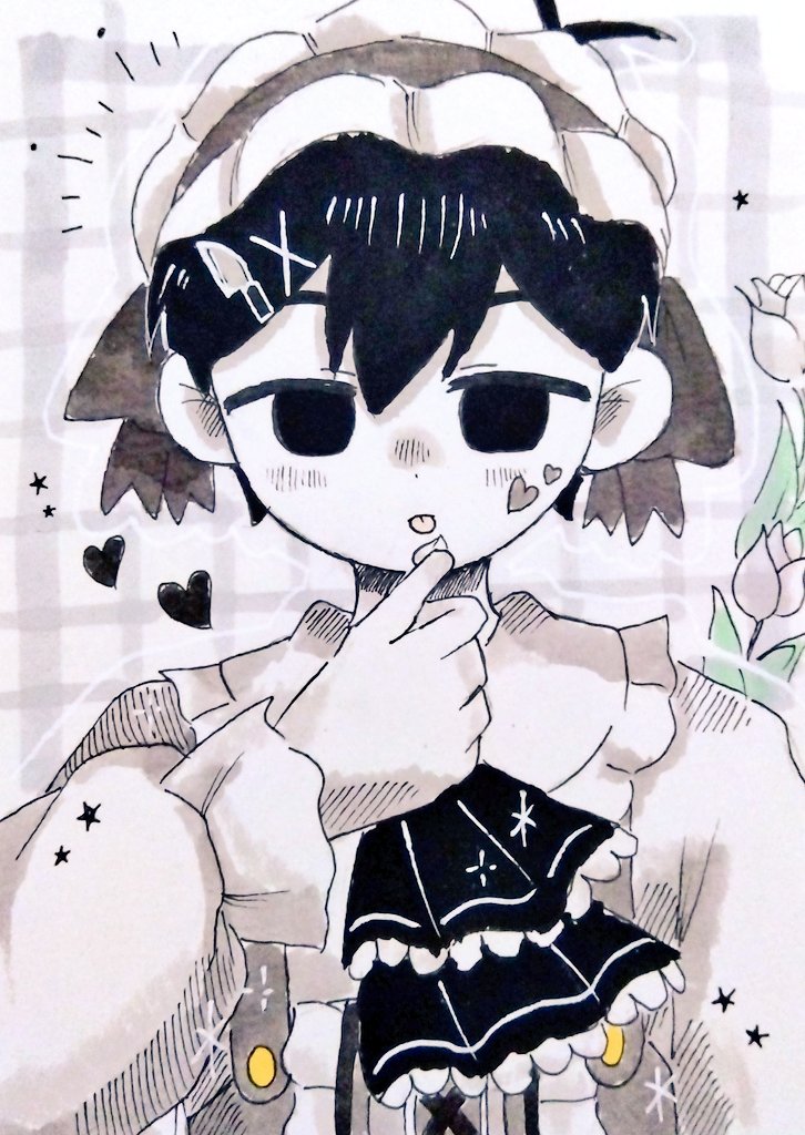 1boy, alternate_costume, antenna_hair, black_eyes, black_hair, blush, closed_mouth, colored_skin