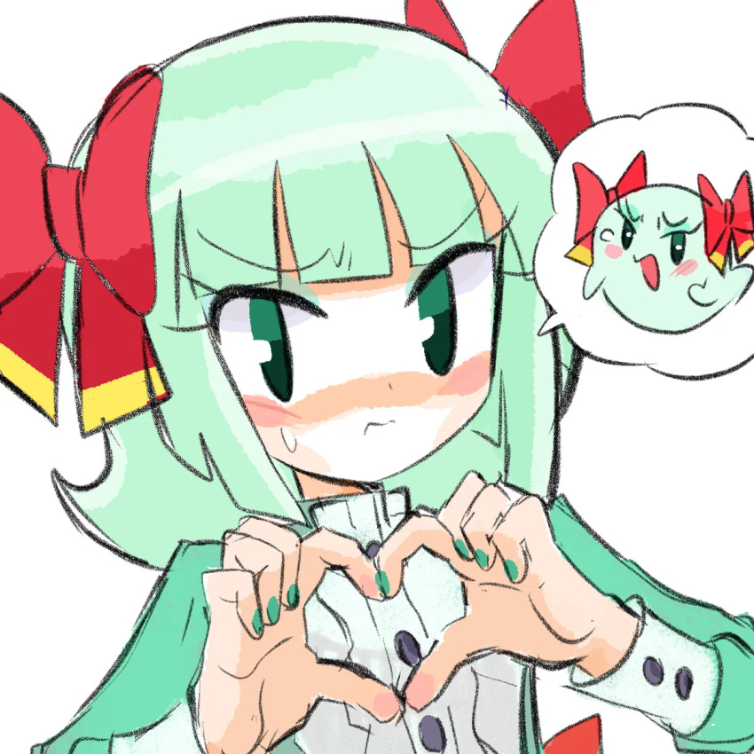 1girl, blush, blush_stickers, bow_(paper_mario), closed_mouth, dual_persona, eyelashes, ghost