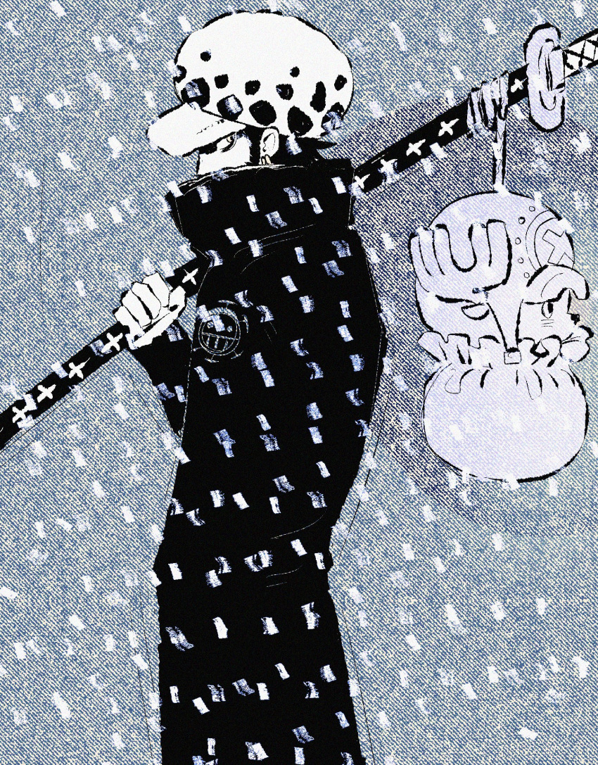 2boys, antlers, arm_up, coat, collared_coat, commentary, cowboy_shot, english_commentary