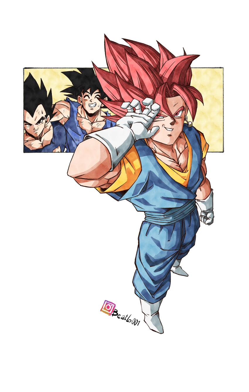 3boys, absurdres, beatlo_(rodrigo38658978), blue_pants, blue_sash, blue_shirt, boots, commentary