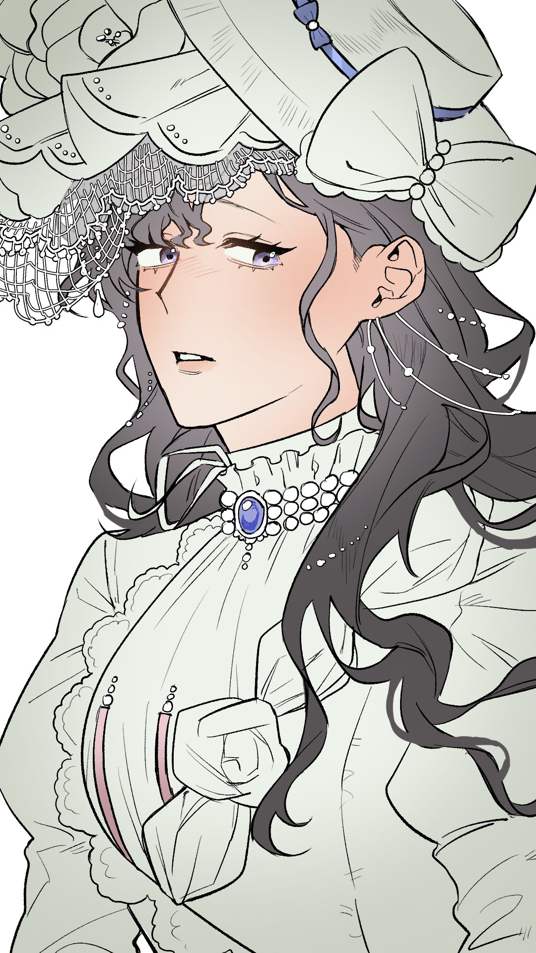 1girl, black_hair, bow, commentary_request, dress, hat, hat_bow, highres