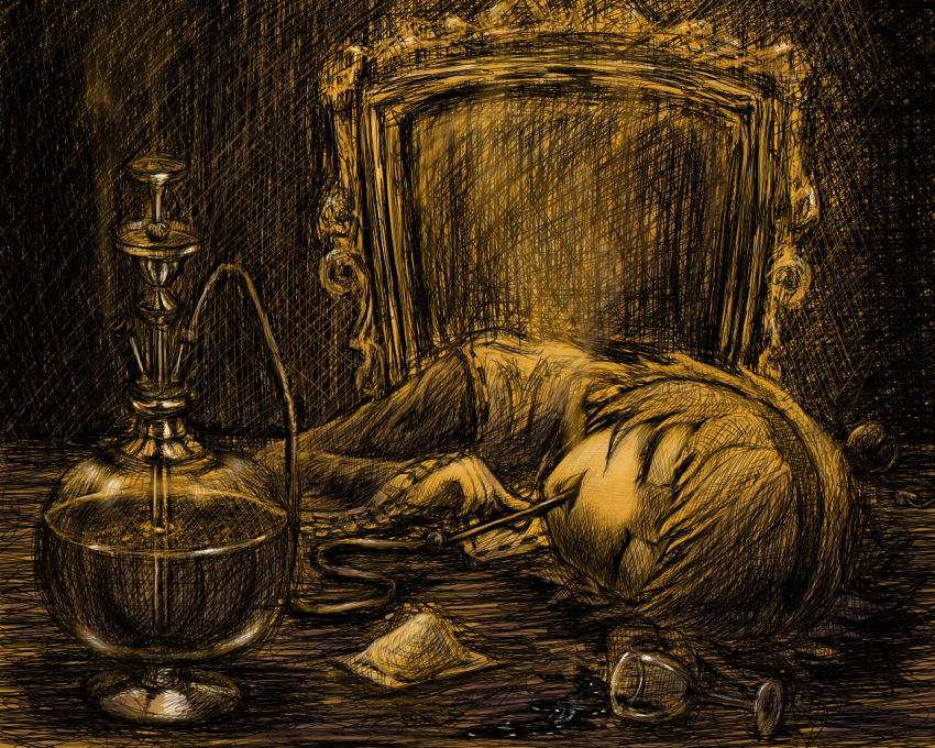 drugs, hookah, komeiji_satori, monochrome, stoned, touhou
