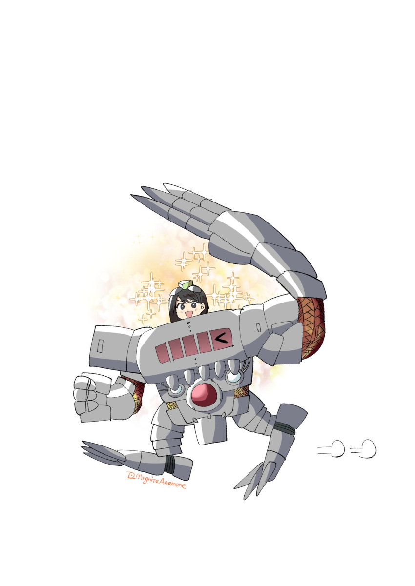 black_hair, chibi, digimon, digimon_(creature), digimon_story:_time_stranger, full_body, goggles, goggles_on_head