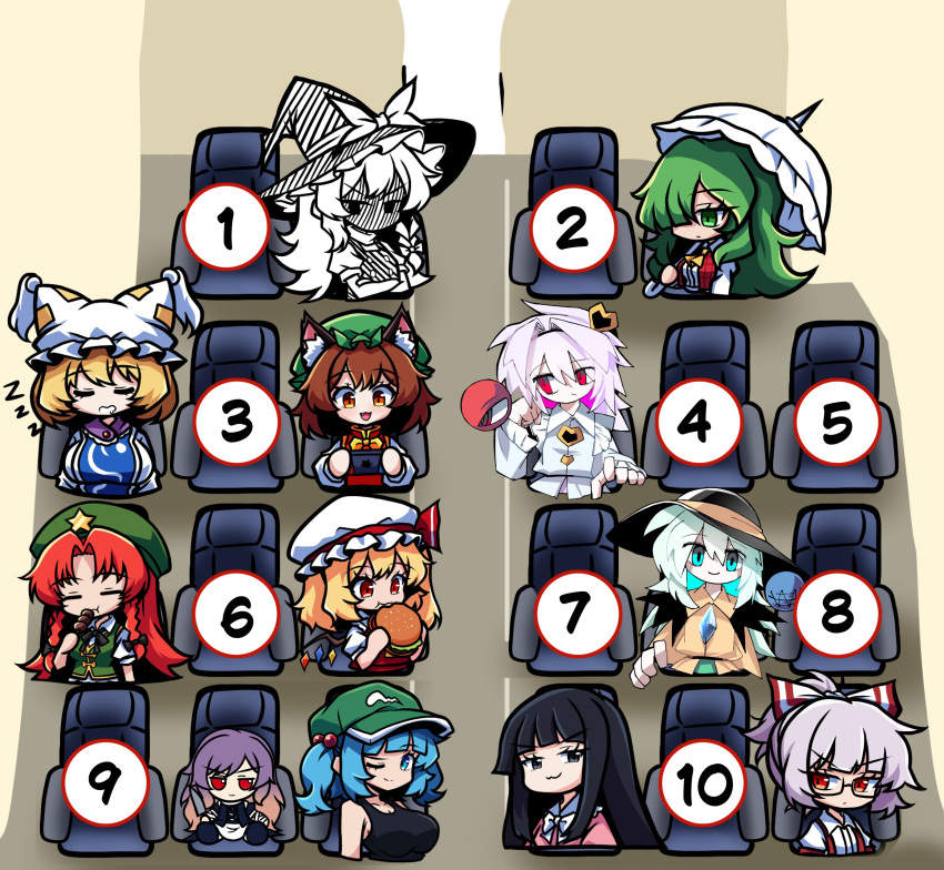 3rdeye_suki, 6+girls, ;3, absurdres, animal_ear_fluff, animal_ears, aqua_eyes, arianne20131