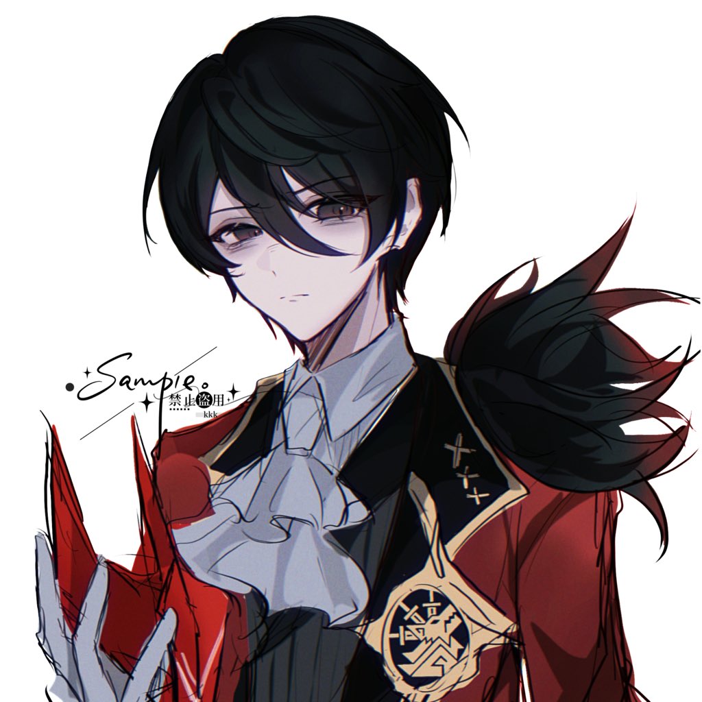 1boy, ascot, azhe_kanata, black_eyes, black_hair, black_vest, brown_eyes, closed_mouth