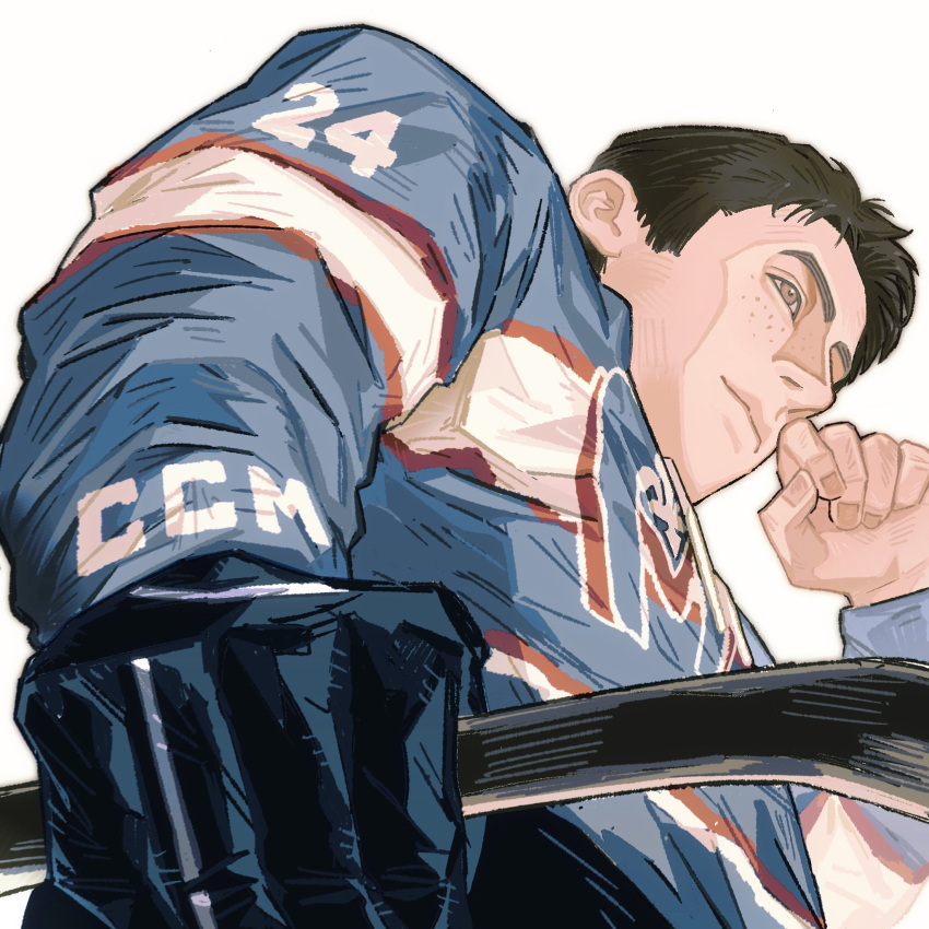 1boy, arm_up, black_hair, black_pants, brown_eyes, chinese_commentary, closed_mouth, commentary_request