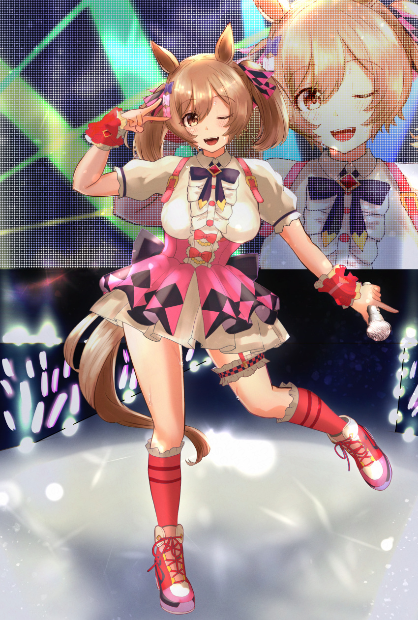 1girl, absurdres, animal_ears, blue_bow, blush, bow, breasts, brown_eyes