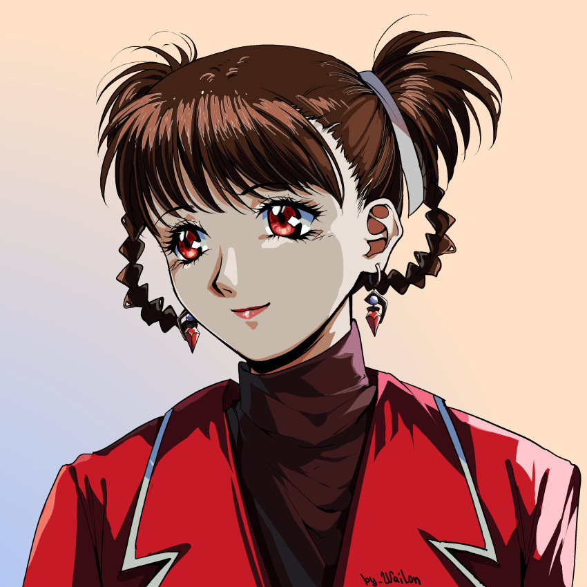 1990s_(style), 1girl, a_kite, absurdres, artist_name, blue_background, braid, braided_hair_rings