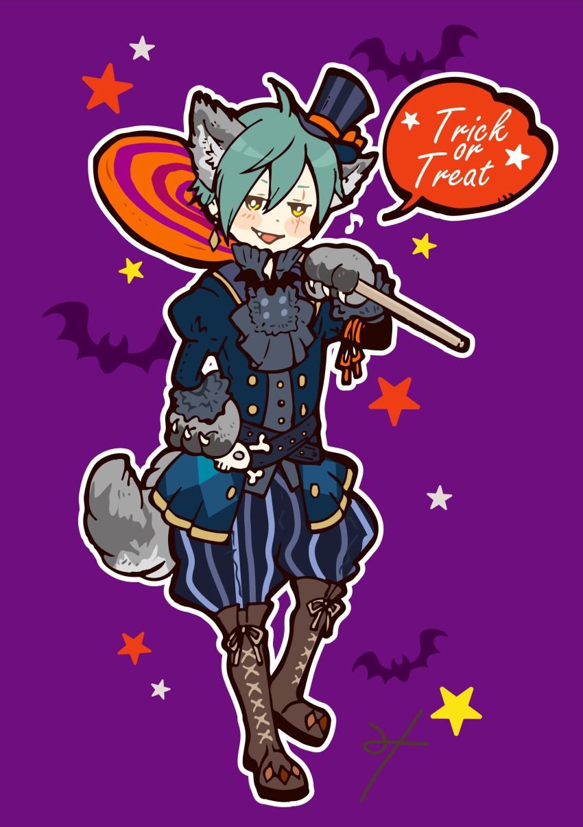 1boy, absurdres, alternate_costume, animal_ears, animal_hands, bad_id, bad_pixiv_id, blue_hat