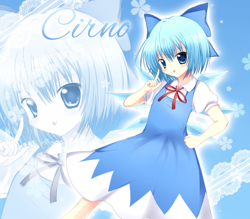 1girl, 2000s_(style), banananayomi, blue_bow, blue_dress, blue_eyes, blue_hair, blush