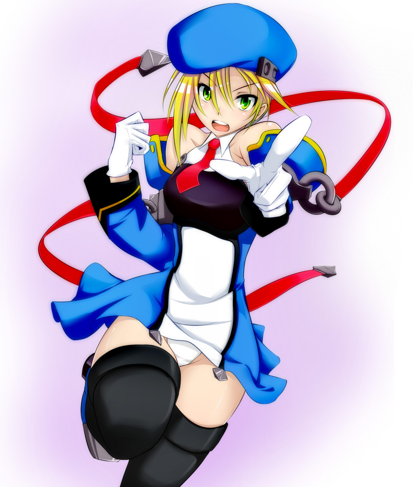 angry, beret, blonde_hair, detached_sleeves, gloves, green_eyes, hat, highres