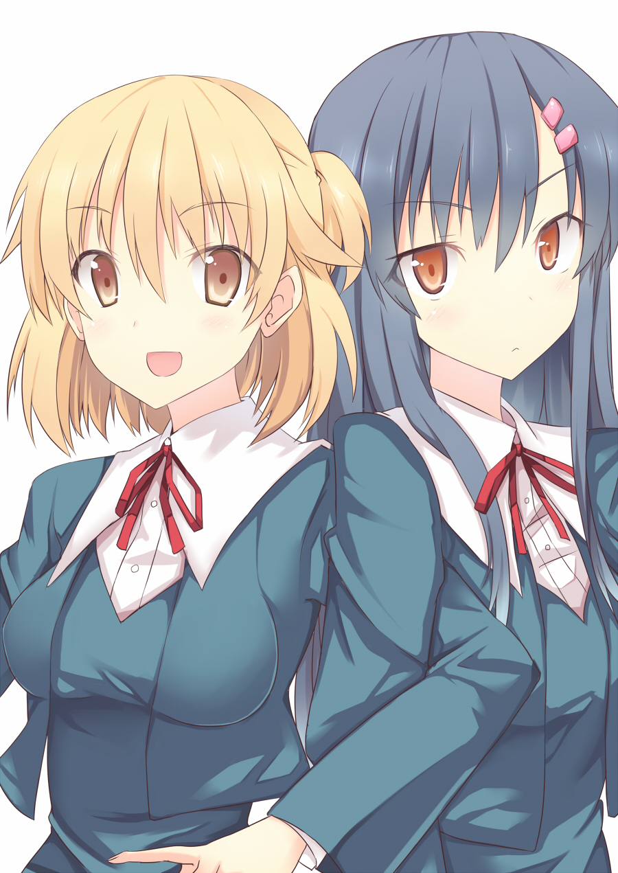 blush, hair_ornament, hairclip, highres, kodou_tamaki, kurifuto, multiple_girls, original