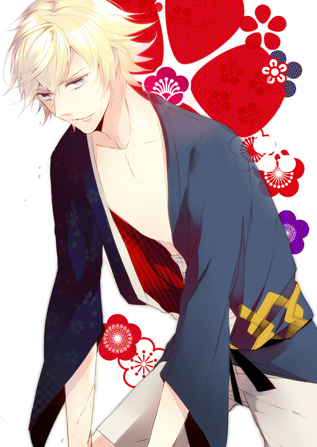 bad_id, blonde_hair, ivan_karelin, japanese_clothes, male, purple_eyes, short_hair, solo
