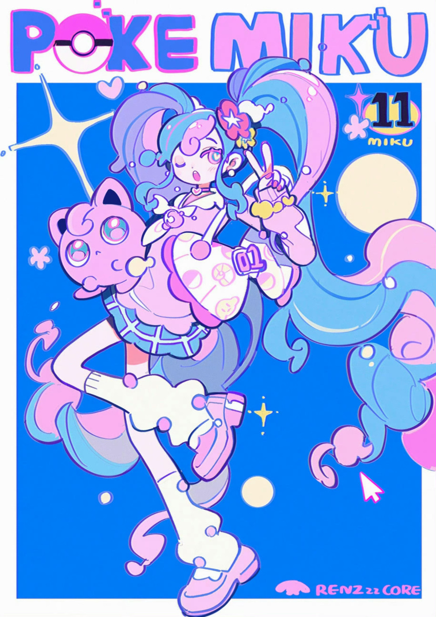 1girl, :<, absurdres, artist_name, bag, blue_background, blue_eyes, blue_hair