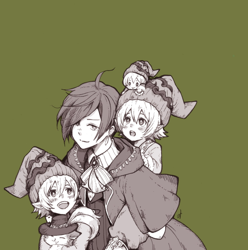 5boys, ahoge, bad_id, bad_pixiv_id, bright_pupils, cat_boy, chibi, dwarf_(grimms_notes)