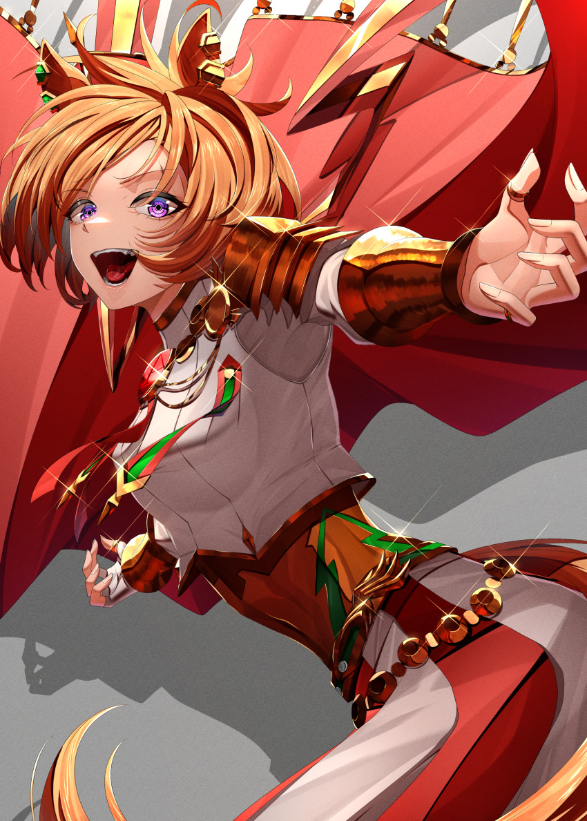 1girl, absurdres, amekudaki, animal_ears, breasts, cape, commentary, commentary_request