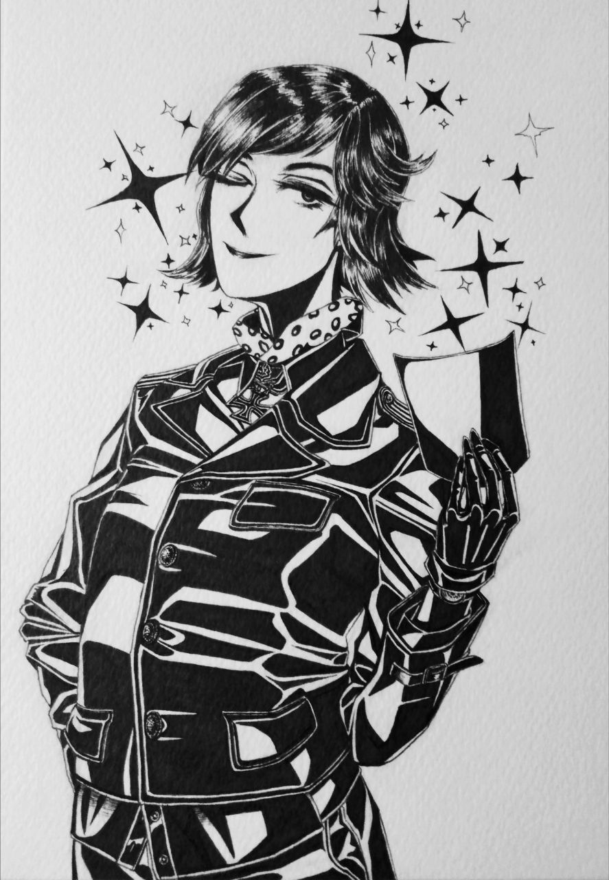 1girl, bob_cut, bordfunker133, breasts, commentary_request, cougar_pattern, cougar_pattern_foulard, foulard