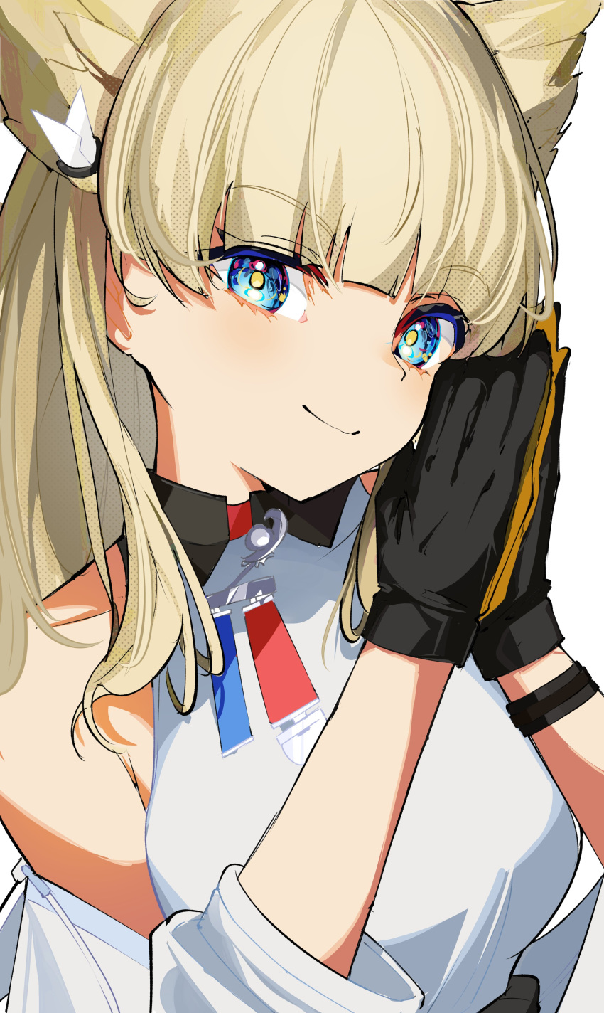 absurdres, animal_ears, arknights, arknights:_endfield, ben-day_dots, bird_ears, black_gloves, blonde_hair