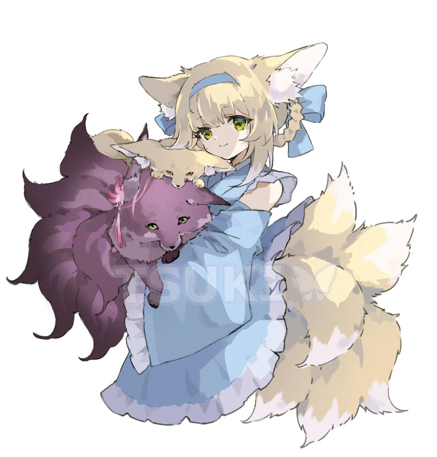 1girl, alternate_costume, animal, animal_ears, animalization, arknights, artist_name, blonde_hair