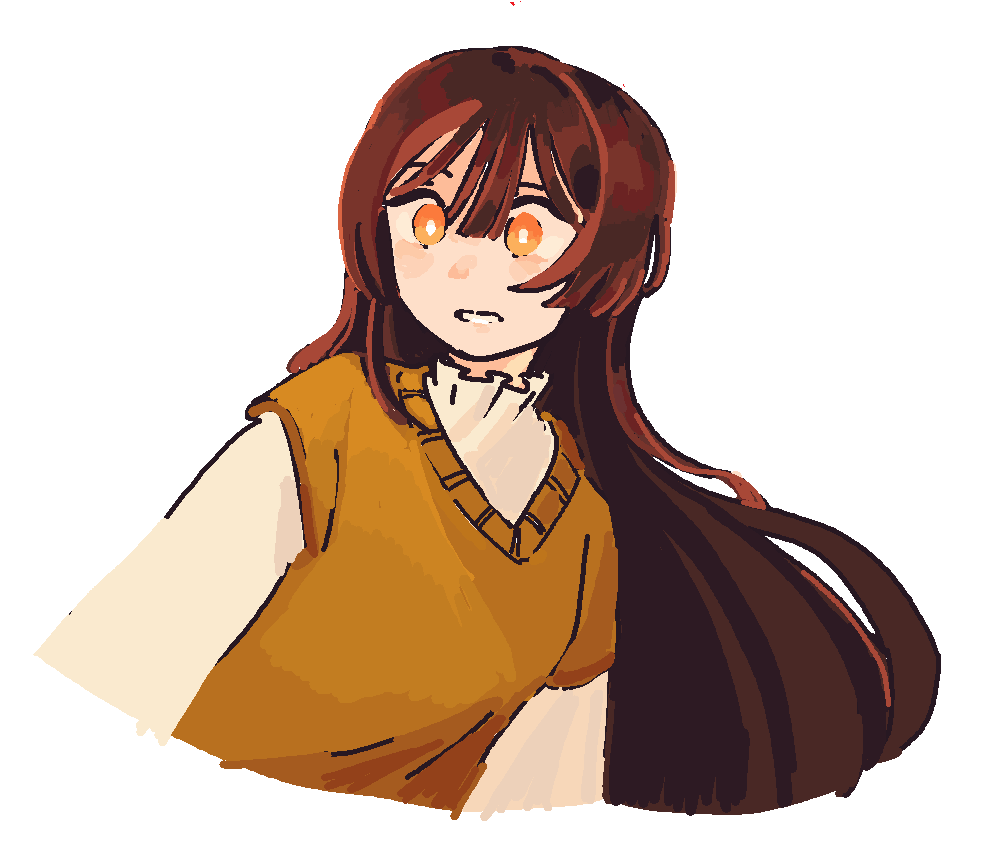 1girl, blush, bright_pupils, brown_hair, commentary, cropped_torso, english_commentary, hair_between_eyes