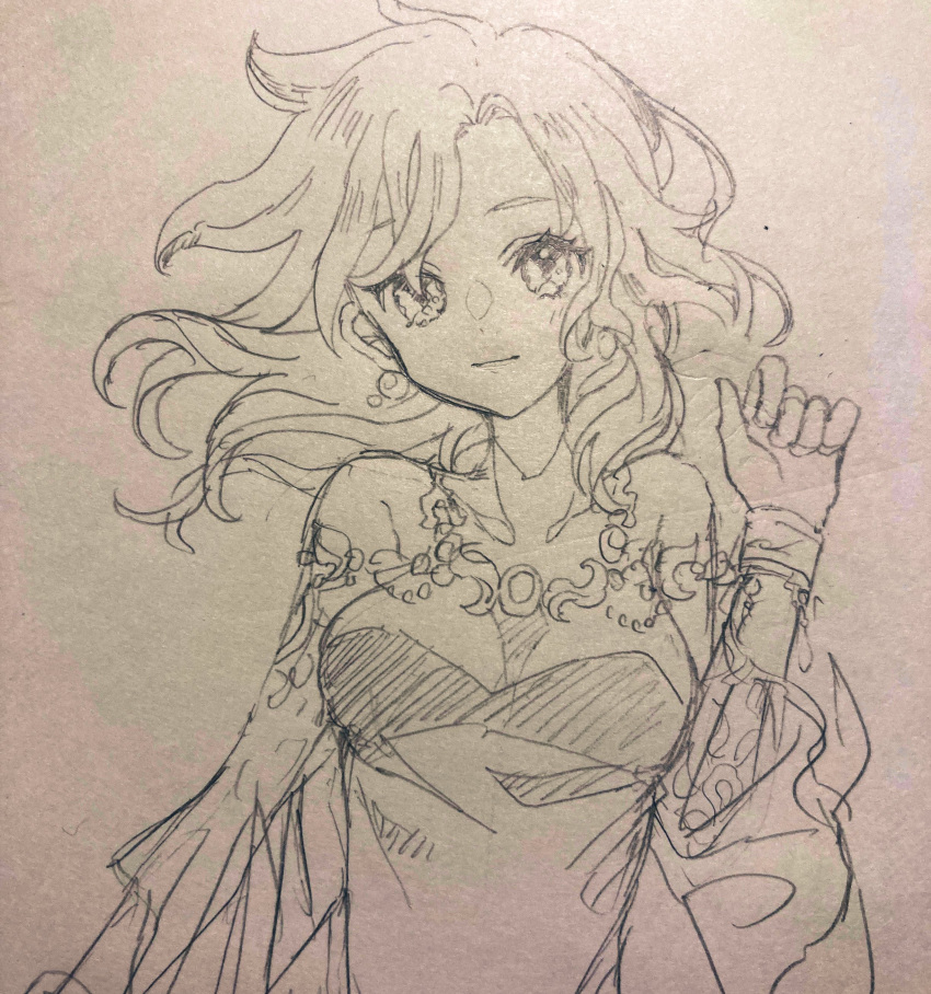1girl, absurdres, aged_up, breasts, chisora_(chisora_ra), closed_mouth, detached_sleeves, dress