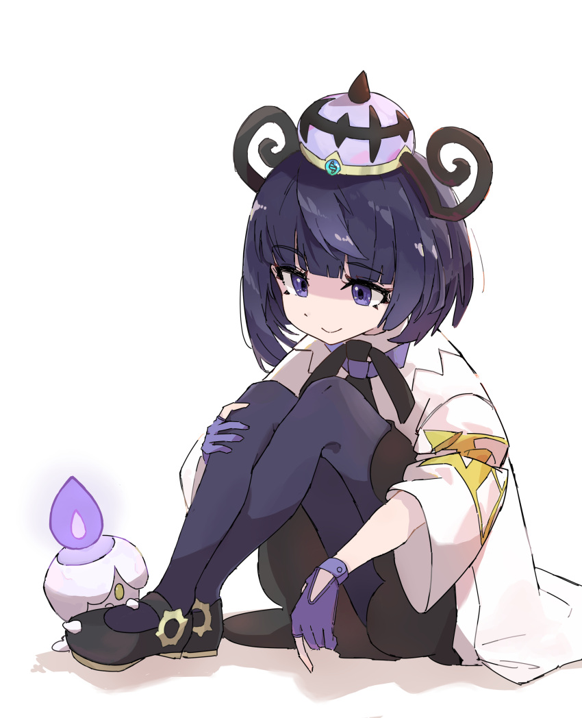 1girl, absurdres, black_dress, black_shoes, blunt_bangs, bob_cut, closed_mouth, coat